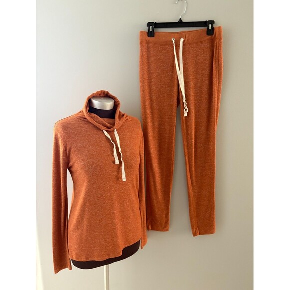 J Crew Lounge Set Womens XS S Burnt Orange Pullover Top & Sweatpants Lightweight - Picture 1 of 16